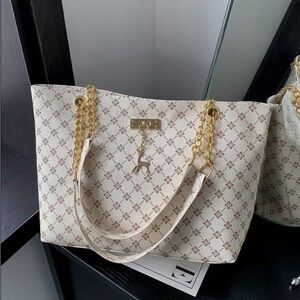 ⚠️Clearance Beige Large Tote Shoulder Bag Metal Deer Charm